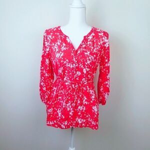 Motherhood Maternity Floral Blouse. Red&White. S#05